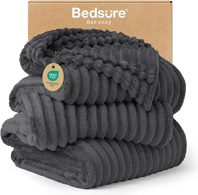 Bedsure GentleSoft Large Fleece Blanket for Bed - Cozy Soft Throw Blankets for Women, Cute Large Throws for Girls, Grey, 120x120 Inches