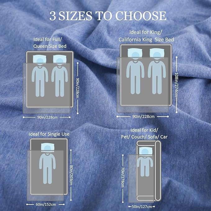 CHOSHOME Cooling Blanket for Hot Sleepers Lightweight Summer Cold Thin Blankets for Sleeping, Hot Flashes Night Sweats, Soft Blanket for Bed, Throw Size, Blue