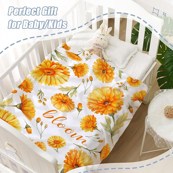 Neatee Living Daisy Throw Blanket for Baby Small Spring Summer Yellow Floral Blanket Toddler Swaddle Crib Blanket Soft Fleece Blankets Gift for Baby Couch Bed Flower Decorative Blanket 30x40