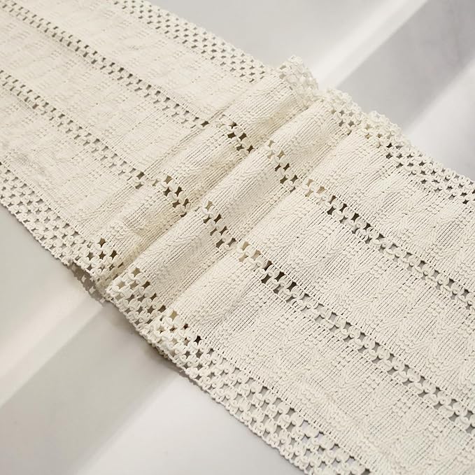 Fancy Homi Cream Table Runner 108 Inches Long Boho Macrame Ivory Table Runner for Home Decor, Farmhouse Table Runners with Tassels for Party Bohemian Rustic Bridal Shower Dining Decor 12x108 Inches