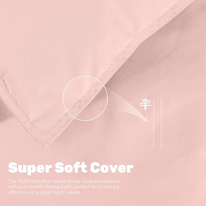 Soft Lightweight Down Blanket for Bed Sofa Couch Indoor and Outdoor Use, Warm and Fluffy Throw Blanket, Pink, Queen Size (90"X88")