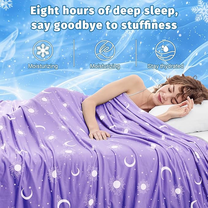 inhand Cooling Blanket Queen Size (90"x90") - Cooled Blankets for Hot Sleepers Lightweight Breathable Summer Blanket for Sleeping Night Sweats to Keep Cool in The Heat -Fantasy Purple