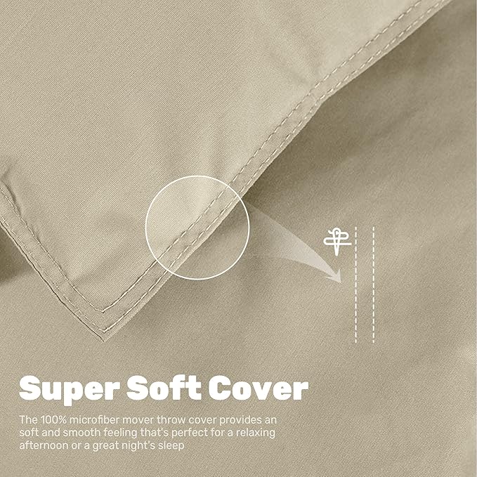 Soft Lightweight Down Blanket for Bed Sofa Couch Indoor and Outdoor Use, Warm and Fluffy Throw Blanket, Beige, Queen Size (90"X88")
