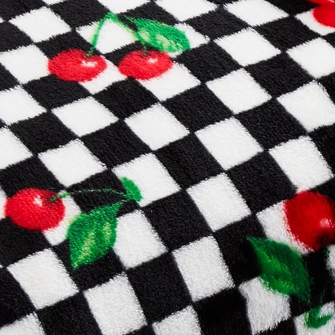 Betsey Johnson - Throw, Ultra-Soft Plush Blanket, Use for Couch, Bed, or Lounges, Dorm Essentials (Cherry Checker Red, 50" x 70")