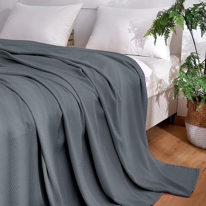 DANGTOP Cooling Blankets, 100% Rayon Derived from Bamboo, Absorbs Body Heat to Keep Cool on Warm Night, Ultra-Cool Lightweight Blanket(79x91 inches, Steel Grey)
