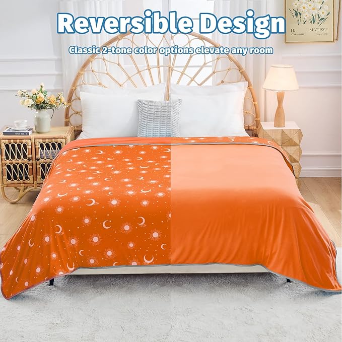 inhand Cooling Blanket Queen Size (90"x90") - Cooled Blankets for Hot Sleepers Lightweight Breathable Summer Blanket for Sleeping Night Sweats to Keep Cool in The Heat -Flame Orange