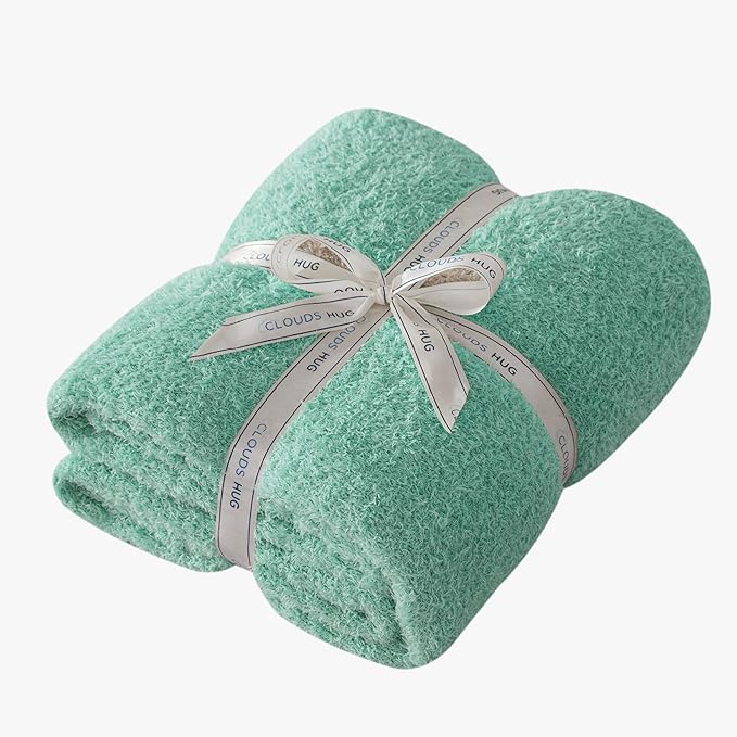 Knit Throw Blanket for Couch - Super Soft Bed Blanket, Fluffy Fuzzy Plush Lightweight Cozy Blankets for Sofa ,Sage Green,50" x 60"