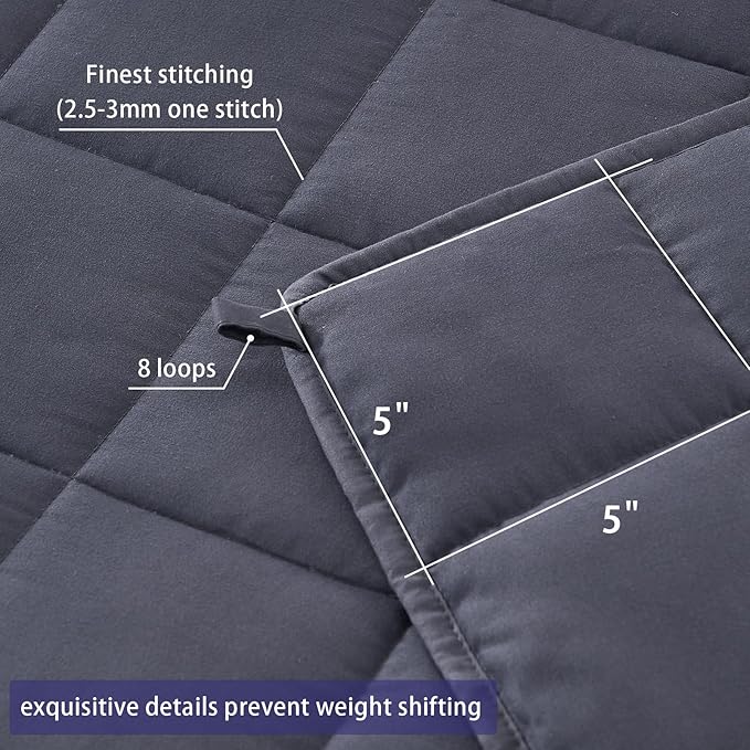 yescool Weighted Blanket for Adults (12 lbs, 48" x 72", Grey) Cooling Heavy Blanket for Sleeping Perfect for 110-130 lbs, Twin Size Breathable Blanket with Premium Glass Bead, Machine Washable