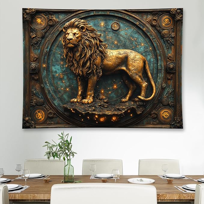 Liuzhouzai Vintage Zodiac Leo Tapestry Wall Hanging Astrology Home Decoration Aesthetics Suitable for Bedroom Living Room Dormitory Office Wall Decor 100x70 Inches