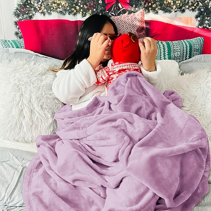 Bedsure Fleece Blankets Queen Size Lilac Lavender - Bed Blanket Soft Lightweight Plush Fuzzy Cozy Luxury Microfiber, 90x90 inches