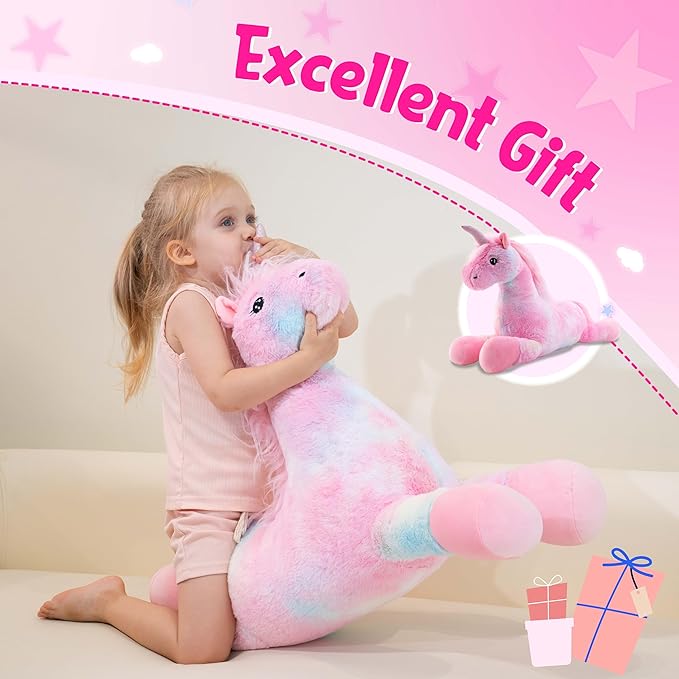 Unicorn Weighted Stuffed Animal 27in, 4.2 lbs Stuffed Unicorn Plush for Adult, Kids, Weight Unicorn Plush Animal Pillow Gifts on Christmas, Birthday, Valentine's Day