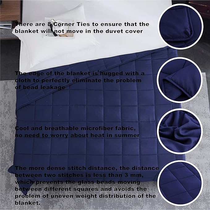 L'AGRATY Weighted Blanket - 88"x104" 30lbs Cooling Breathable Heavy Blanket Microfiber Material with Glass Beads for Adult All-Season Summer Fall Winter Soft Thick Comfort