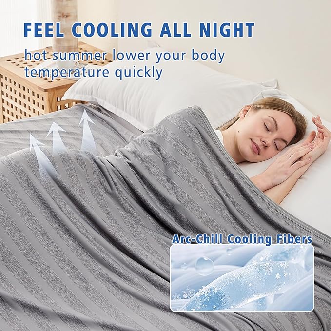 EMME Cooling Blankets Queen Size (90"x 90") for Hot Sleepers, Summer Bed Blanket, Thin Light Bedspread Coverlet for Night Sweats, Double Sided Keep Body Cool, Grey Cold Blankets for Sleeping