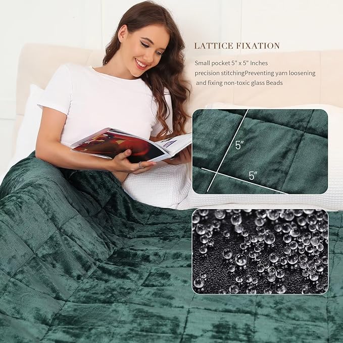 Alomidds Sherpa Fleece Weighted Blanket for Adults(20lbs Twin Size) Heavy Blanket with Fluffy Warm Thick Sherpa & Cozy Soft Flannel Snuggle Great for Sofa Bed Calming, 48x72 inches, Forest Green