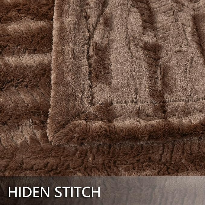 YUSOKI Luxury Faux Fur Twin XL Blanket for Twin XL Bed 2 Layers,5.2lb,All Ages,Home Decoration Without Pillows(Brown,63"x90")
