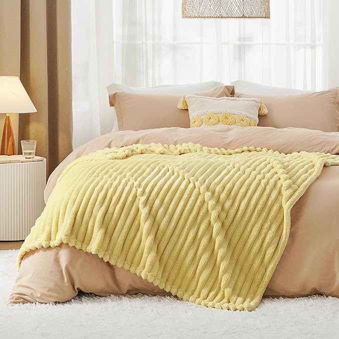Bedsure Yellow Throw Blanket for Couch - GentleSoft Cozy Soft Blankets for Women, Cute Small Fleece Throws for Girls, Birthday Gifts for Women, Mothers Day Decor Gifts for Mom, 50x60 Inches