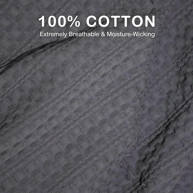 100% Cotton Waffle Blanket with Fringe, Pre-Washed Waffle Weave Blanket for All Season, Lightweight Breathable Soft Cozy Throw Blanket for Couch, Bed, Travel (Grey - 60x80 Inches)