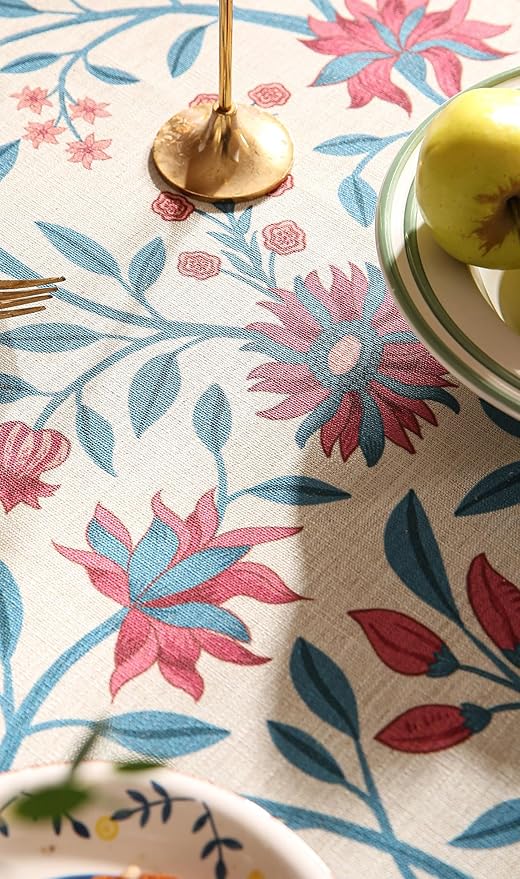 Farmhouse Berry Red Floral Table Runner for Coffee Table,Decorative Linen 87 Inches Long Table Runners,Decor Tabletop for Kitchen,Dining,Party,Home,Christmas,12"*87"