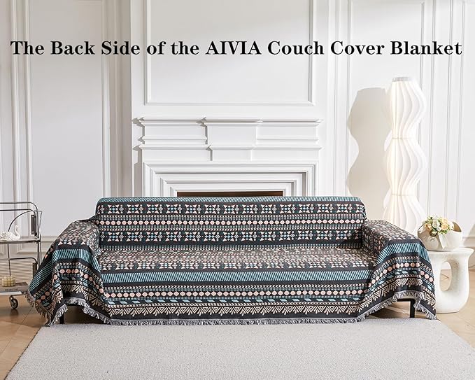 AIVIA Couch Cover Sheet Blanket, Oversized Covers for 3-4 Cushion Sofa, Extra Large RV Furniture Decoration Throws Recliner Slipcovers, L-Shape U-Shaped Sectional Protector for Cats Dogs Washable