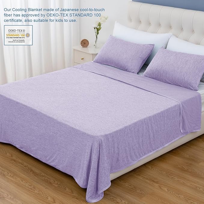 CHOSHOME Cooling Blanket for Hot Sleepers Lightweight Summer Cold Thin Blankets for Sleeping, Hot Flashes Night Sweats, Soft Blanket for Bed, California King 96" x 102", Purple