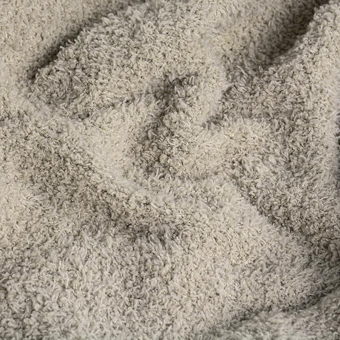 JOOJA Taupe Blanket Warm Queen Size Fuzzy Knitted Blanket, Oversized Luxury Bed Blankets, Soft Queen Blanket for Bed, Lightweight Plush Blanket Queen Size for Cozy Nights (Taupe, 90x90)
