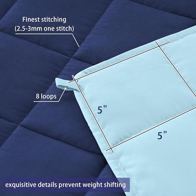 King Size Weighted Blanket for Adults (25 lbs, 80” x 87”, Navy & Blue) Cooling Heavy Blanket for Sleeping Perfect for 190-210 lbs, Breathable Blanket for Adults & Couple All Season, Machine Washable