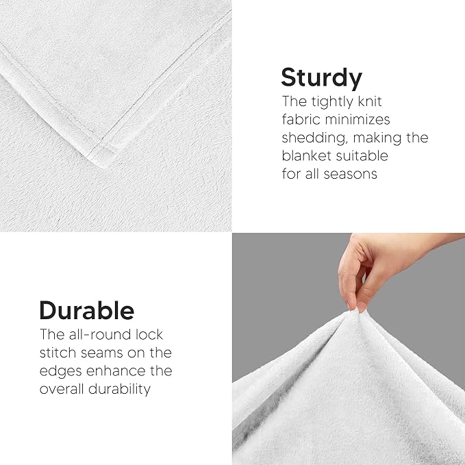 Utopia Bedding Fleece Blanket Full Size White 300GSM Luxury Fuzzy Soft Anti-Static Microfiber Bed Blanket (90x84 Inch)