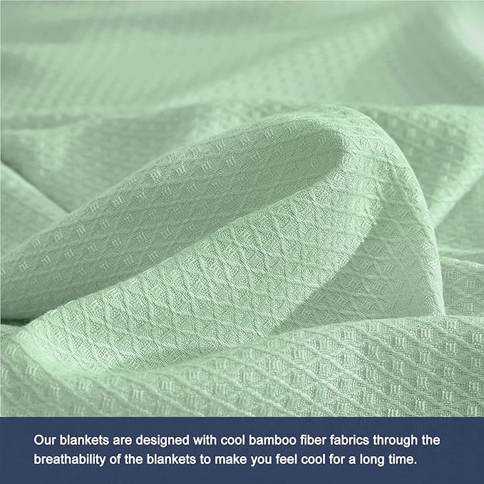 DANGTOP Cooling Blankets, 100% Rayon Derived from Bamboo, Absorbs Body Heat to Keep Cool on Warm Night, Ultra-Cool Lightweight Blanket(90x108 inches, Bean Green)