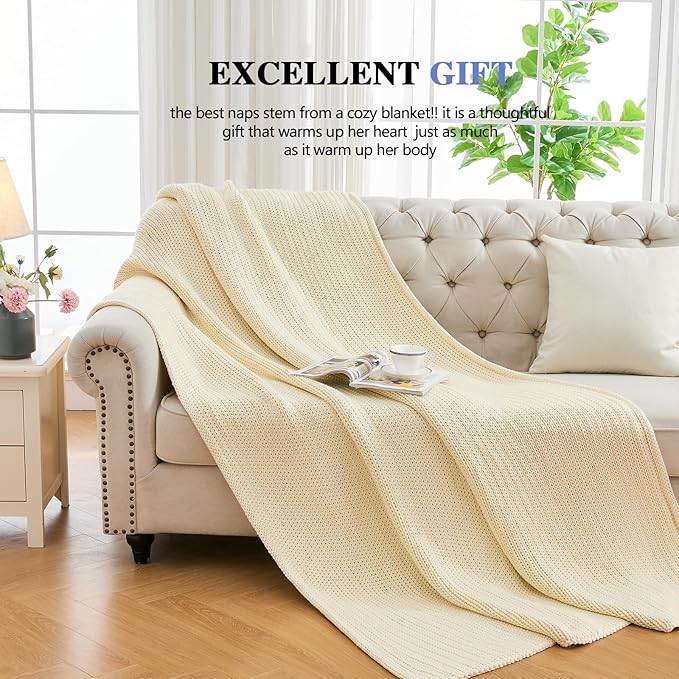 L'AGRATY Knitted Weighted Blanket - 48"x72" 15lbs Cooling Chunky Knit Heavy Blanket for Adults Braided Crochet Throw Thick Cable Yarn Knit Decorative No Beads Evenly Weighted Machine Washable