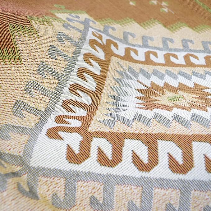 Luxlovery Bohemian Sofa Throw Blankets Dusty Yellow and Grey Woven Boho Hippie Tribal Boho Aztec Throw Blanket for Couch Bed Throws Oversized Chair Sofa Cover with Tassels(63"x102")