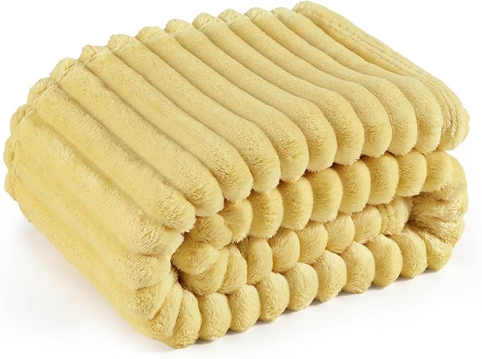 Bedsure Yellow Throw Blanket for Couch - GentleSoft Cozy Soft Blankets for Women, Cute Small Fleece Throws for Girls, Birthday Gifts for Women, Mothers Day Decor Gifts for Mom, 50x60 Inches