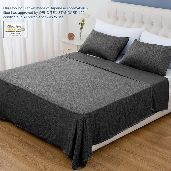 CHOSHOME Cooling Blanket for Hot Sleepers Lightweight Summer Cold Thin Blankets for Sleeping, Hot Flashes Night Sweats, Soft Blanket for Bed, Twin Size, Black