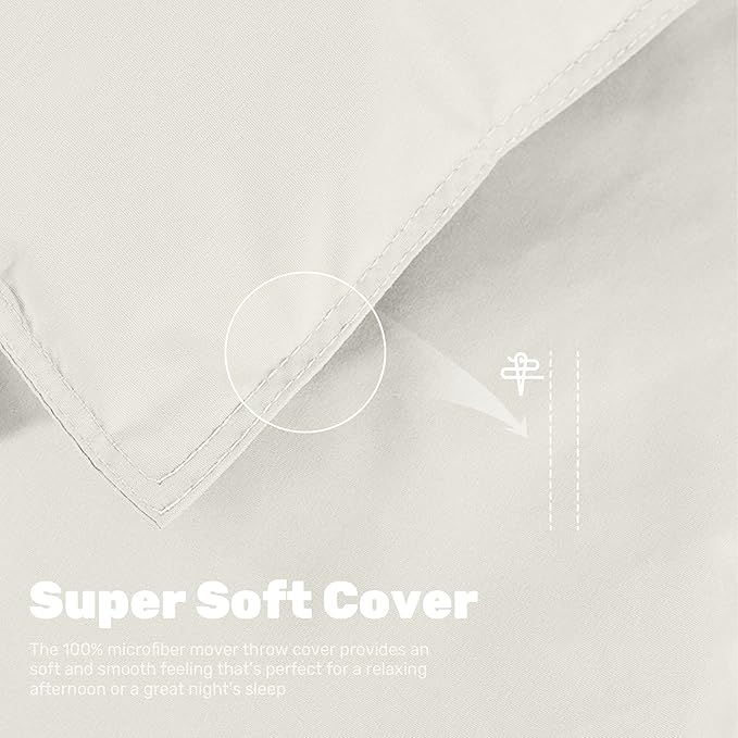 Soft Lightweight Down Blanket for Bed Sofa Couch Indoor and Outdoor Use, Warm and Fluffy Throw Blanket, White, Queen Size (90"X88")