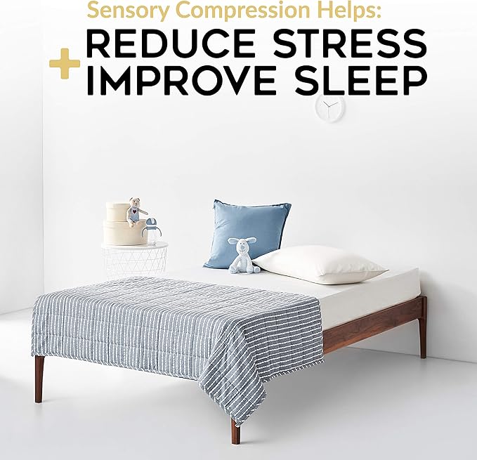 YnM Weighted Blanket,Heavy 100% Oeko-Tex Certified Cotton Material with Premium Glass Beads (Blue White, 48''x72'' 12lbs), Suit for One Person(~110lb) Use on Twin/Full Bed
