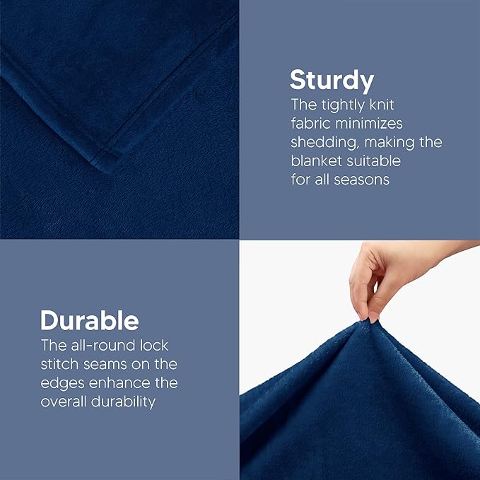 Utopia Bedding Fleece Blanket Full Size Navy 300GSM Luxury Fuzzy Soft Anti-Static Microfiber Bed Blanket (90x84 Inch)
