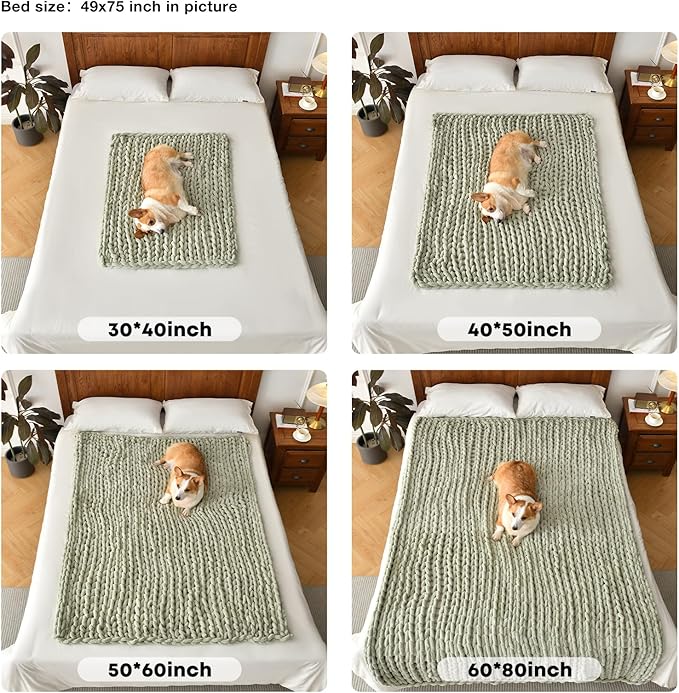 Soft Chunky Knit Blanket, 60X80In Handmade Thick Chenille Yarn Throw Without Shedding & Raveling, Aesthetic & Cozy Home Decor with Couch Sofa Bed, Gift Pack, Light Grey