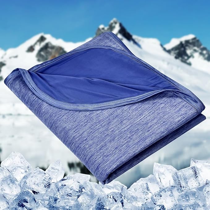 HOMFINE Cooling Blankets for Hot Sleepers - Summer Blanket Thin Lightweight Breathable Soft Double Side Enhanced Cooling for Bed Couch Sofa, Keep Cool for Night Sweats (Dark Blue, 108 x 90 inches)