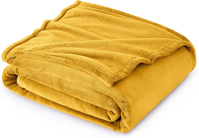 Bedsure Mustard Yellow Fleece Throw Blanket - 300GSM Blankets for Couch, Sofa, Bed, Soft Lightweight Plush Cozy Throws for Toddlers, 50x60 inches
