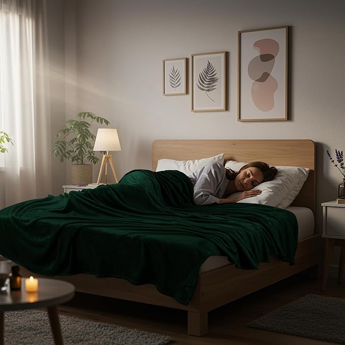 Utopia Bedding Fleece Blanket King Size Forest Green 300GSM Luxury Anti-Static Fuzzy Soft Microfiber Bed Blanket (90x102 Inch)
