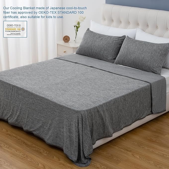 CHOSHOME Cooling Blanket for Hot Sleepers Lightweight Summer Cold Thin Blankets for Sleeping, Hot Flashes Night Sweats, Soft Blanket for Bed, Oversized King 96" x 120", Grey