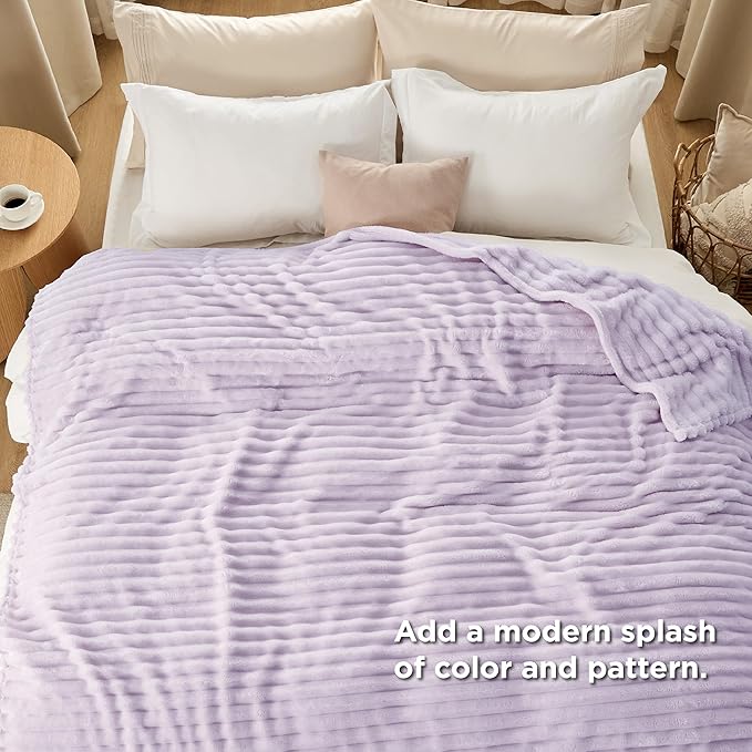 Bedsure Lavender Fog California King Size Blanket for Bed - GentleSoft Cozy Soft Blankets for Women, Cute Small Fleece Throws for Girls, Birthday Gifts for Women, 102x96 Inches