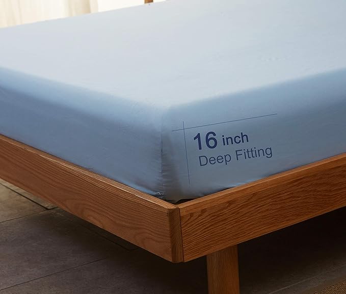 SONORO KATE Bed Sheet Set Super Soft Microfiber 1800 Thread Count Luxury Egyptian Sheets 18-Inch Deep Pocket Wrinkle and Hypoallergenic-4 Piece(King Lake Blue)