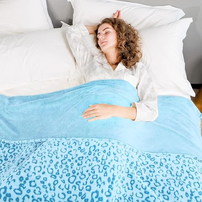 ZHIKU Blue Throw Blanket Queen Size Soft Fleece Blankets Throw Blankets for Bed