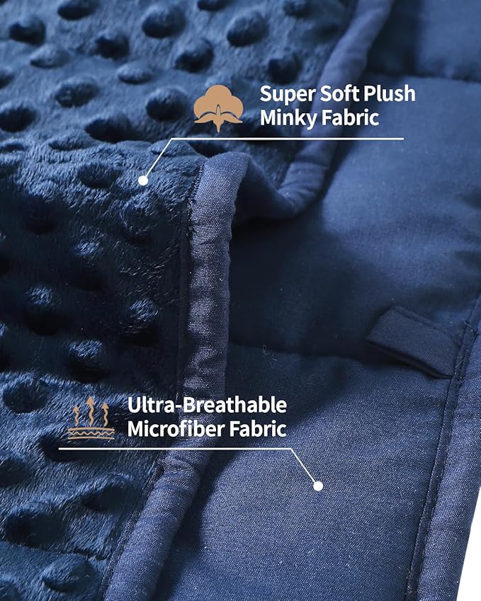 Mr. Sandman Weighted Blanket for Adults, Minky Heavy Blanket for Woman,Man Sleeping/Calm, Soft and Cozy Weighted Throw Blankets, Machine Washable, 48 x 72in, 15 lbs, Navy Blue