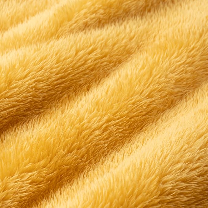 Berkshire Blanket Classic Extra-Fluffy™ Plush Blanket King Size, Soft Fuzzy Fluffy Long Hair Blanket for Couch Sofa Bed, Ochre, 90x108 Inches