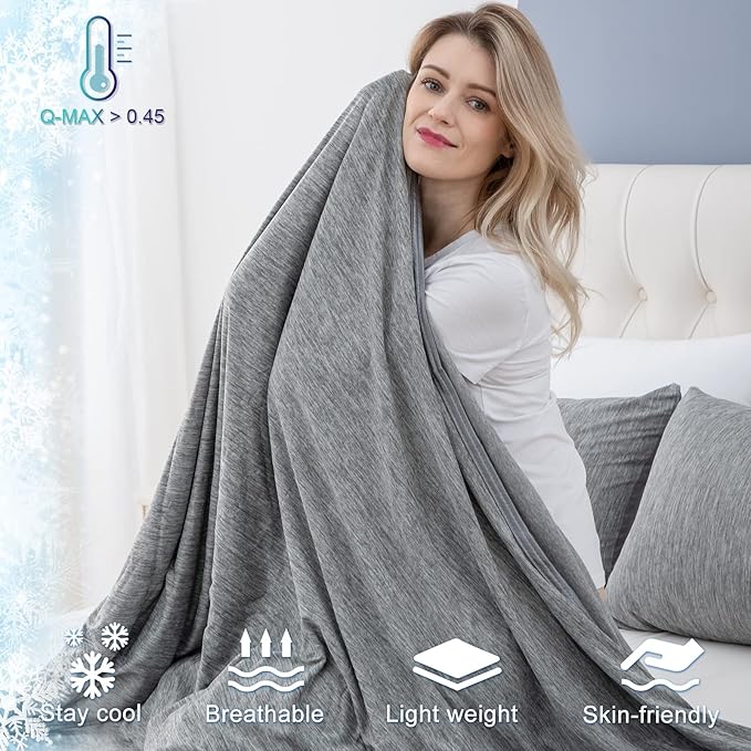 CHOSHOME Cooling Blanket for Hot Sleepers Lightweight Summer Cold Thin Blankets for Sleeping, Hot Flashes Night Sweats, Soft Blanket for Bed, Oversized King 96" x 120", Grey