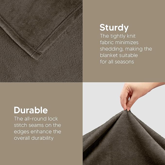 Utopia Bedding Fleece Blanket King Size Brown 300GSM Luxury Fuzzy Soft Anti-Static Microfiber Bed Blanket (90x102 Inch)