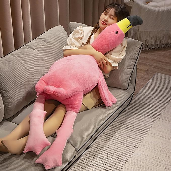 Giant Flamingo Stuffed Animal 70.87in Large Flamingo Plush Pillow Cute Soft Big Long Cuddly Plushie for Kids Adults Birthday Festival Gift Bed Home Decor Cushion Pink