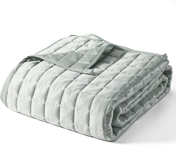 YnM Cooling Weighted Blanket for Adults, 20lbs Heavy Bed Throw Comforter with 100% PE Fabric, Ideal for Hot Sleepers or Summer Days(88x104 Inches for Queen/King Bed, 20 Pounds, Green)