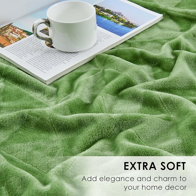 SOCHOW Triangle Textured Flannel Fleece Throw Blanket, Super Soft Lightweight Cozy Warm Plush Blanket for Bed Couch Sofa, 50 x 60 Inches, Sage Green